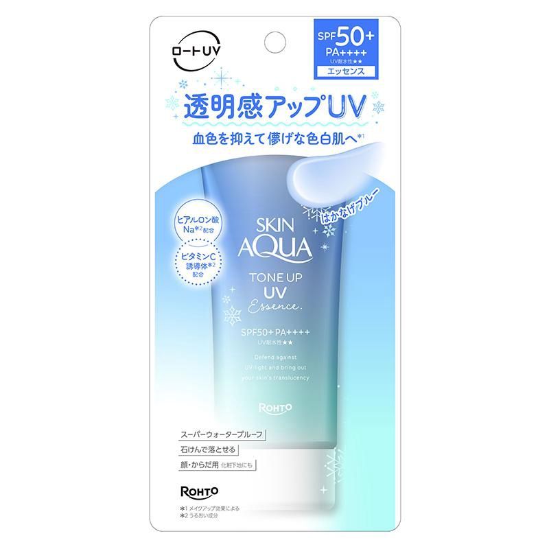 Rohto Skin Aqua Tone Up Moist &amp; Brightening Color Correct Sunscreen Essence - Soap Fragrance SPF50+ PA++++ 80ml