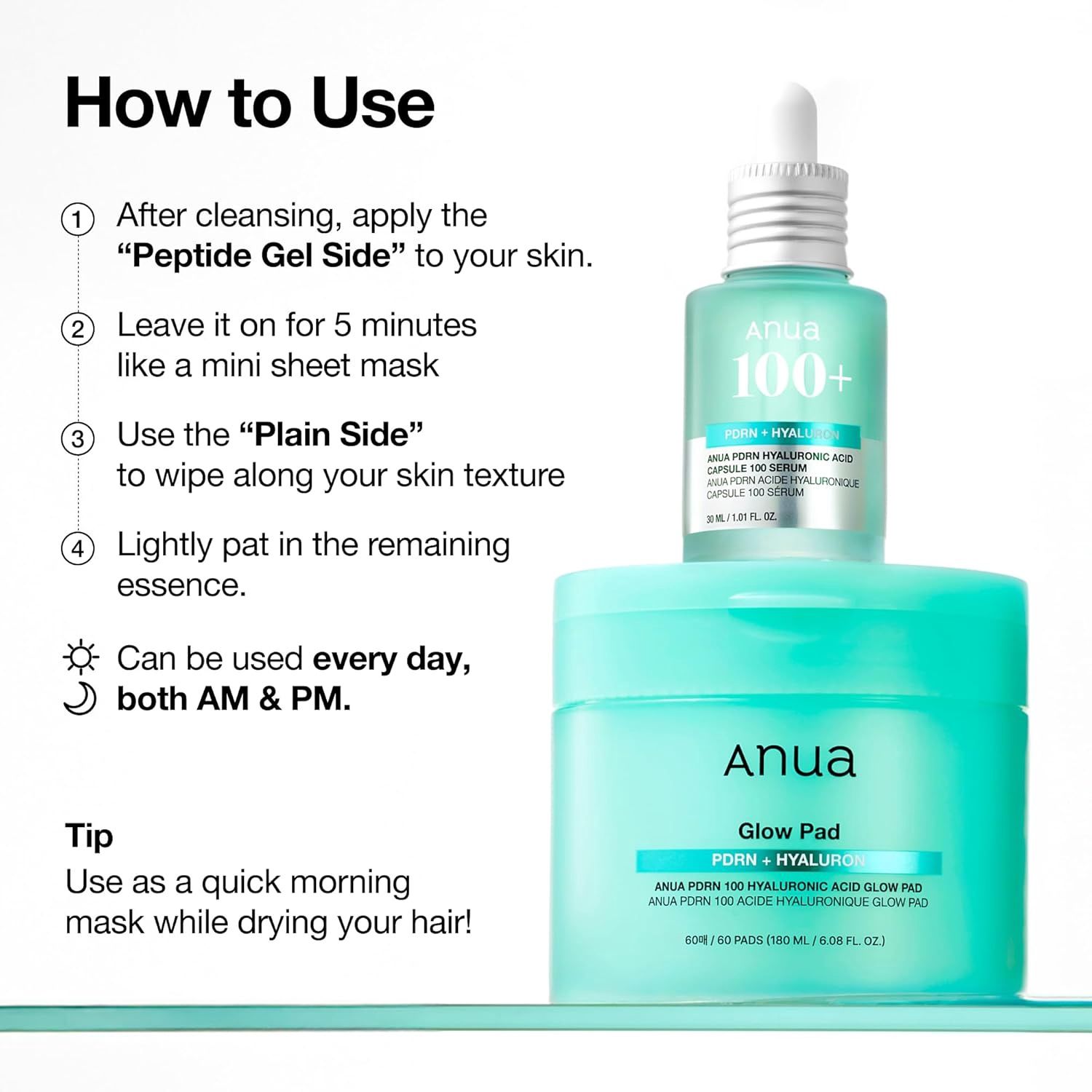 Anua PDRN Hyaluronic Glow Pad 180ml 60 Pads