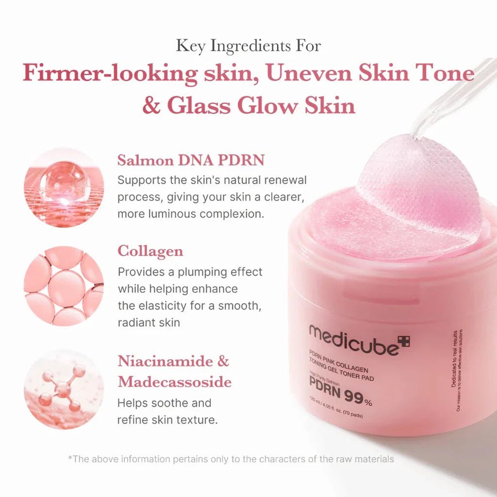 Medicube PDRN Pink Collagen Toning Gel Toner Pad 70pcs
