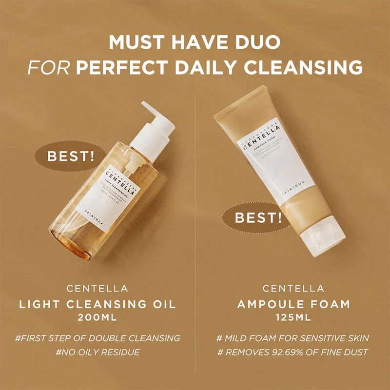 Skin1004 Madagascar Centella Double Cleansing Duo (Cleansing Oil + Centella Cleansing Foam