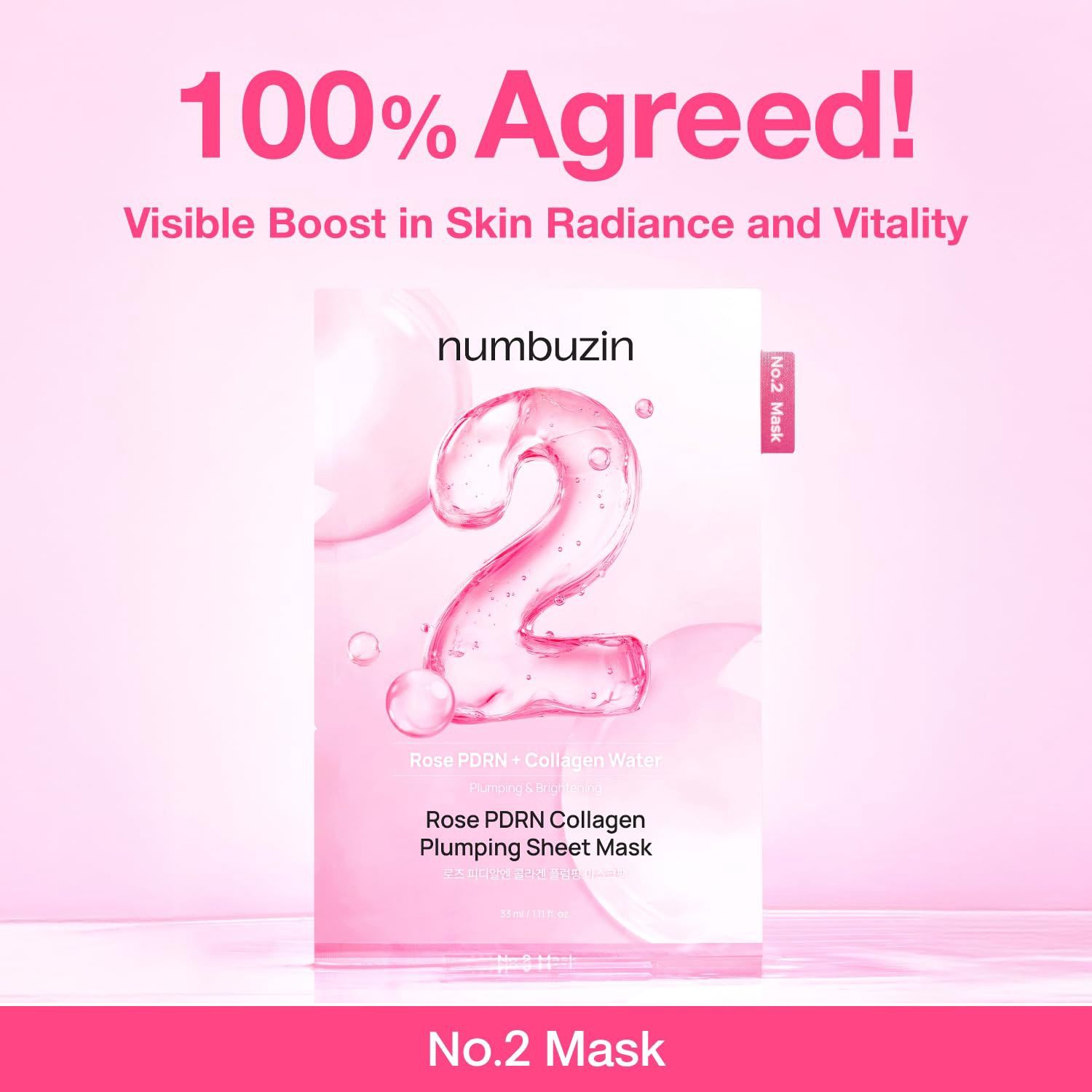 Numbuzin No.2 Rose PDRN Collagen Plumping Sheet Mask 5 Sheets