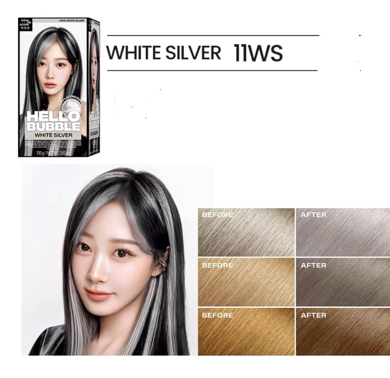 Mise En Scene Hello Bubble Hair Foam Color #11WS White Silver