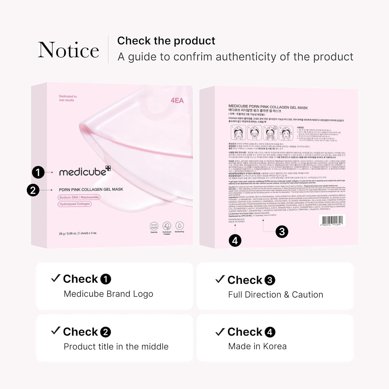 Medicube PDRN Pink Collagen Gel Mask 4 Sheets