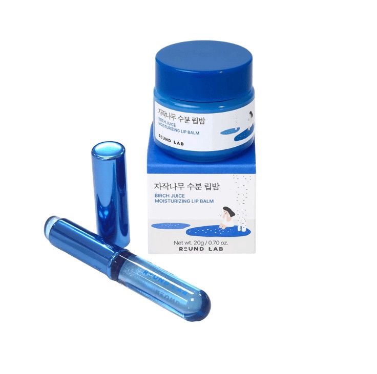 Round Lab Birch Juice Moisturizing Lip Balm Set With Brush (Limited)