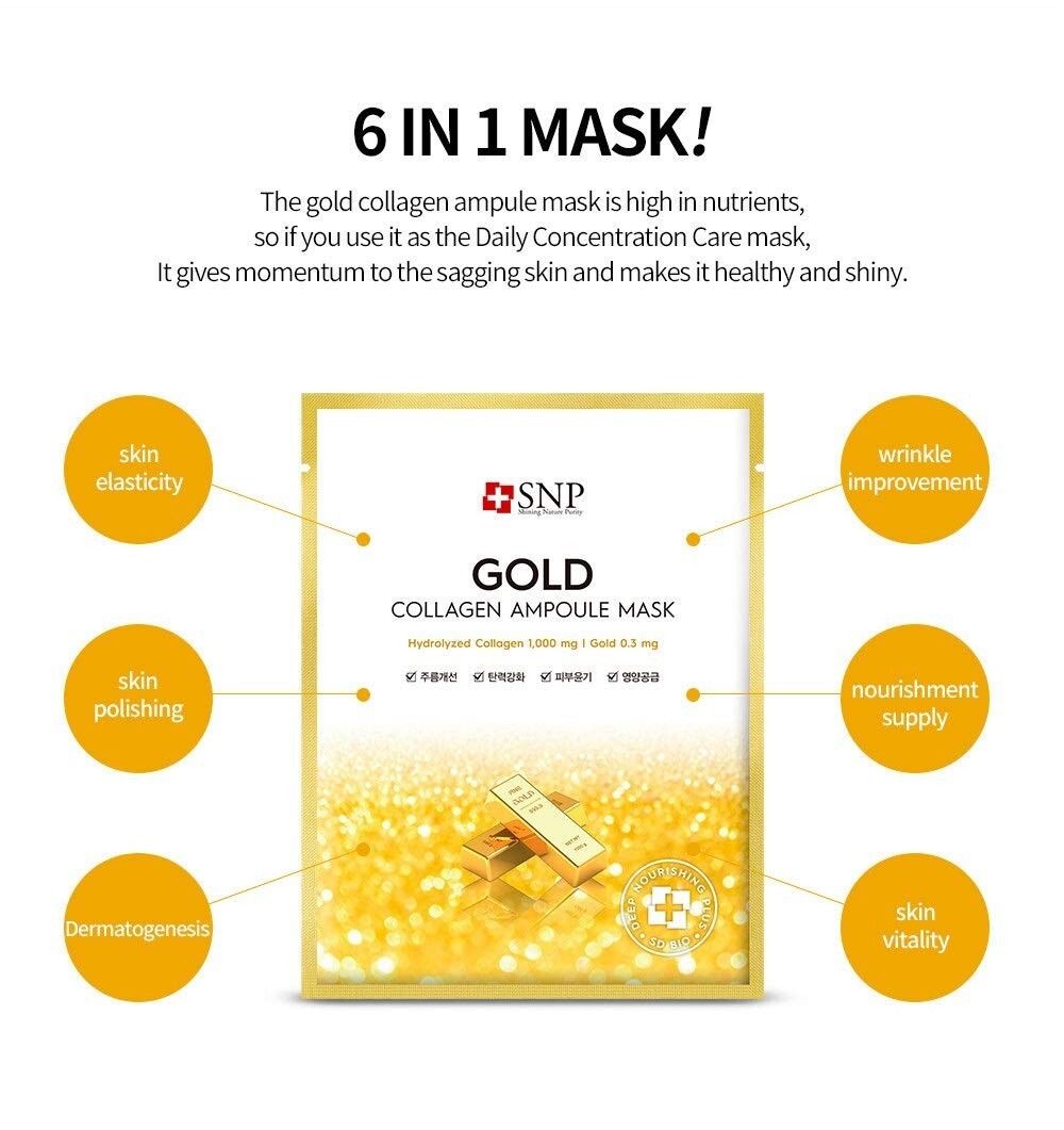 SNP Gold Collagen Ampoule Mask 10pcs/Box