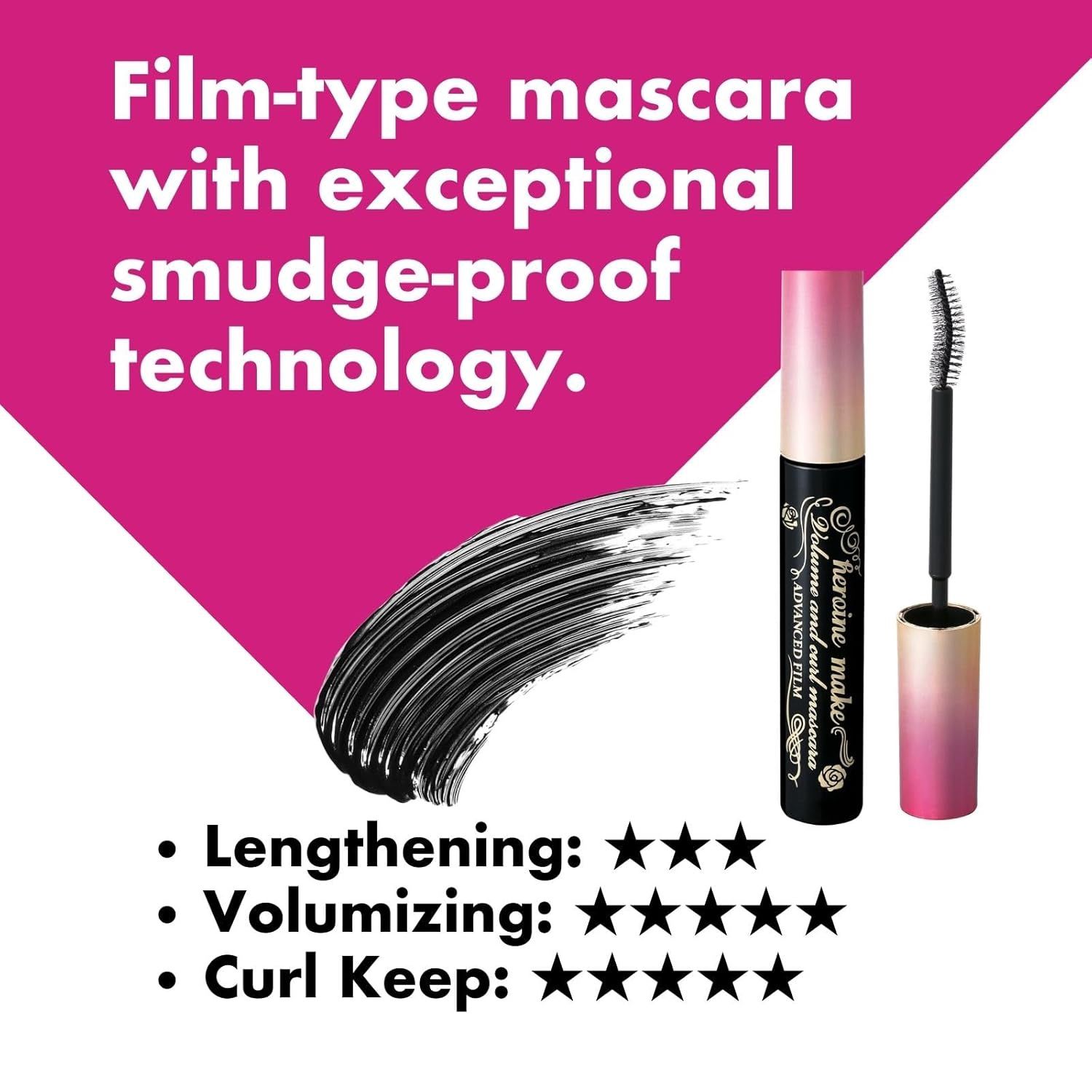 Heroine Make KissMe Volume &amp; Curl Mascara Advanced Film #01 Black