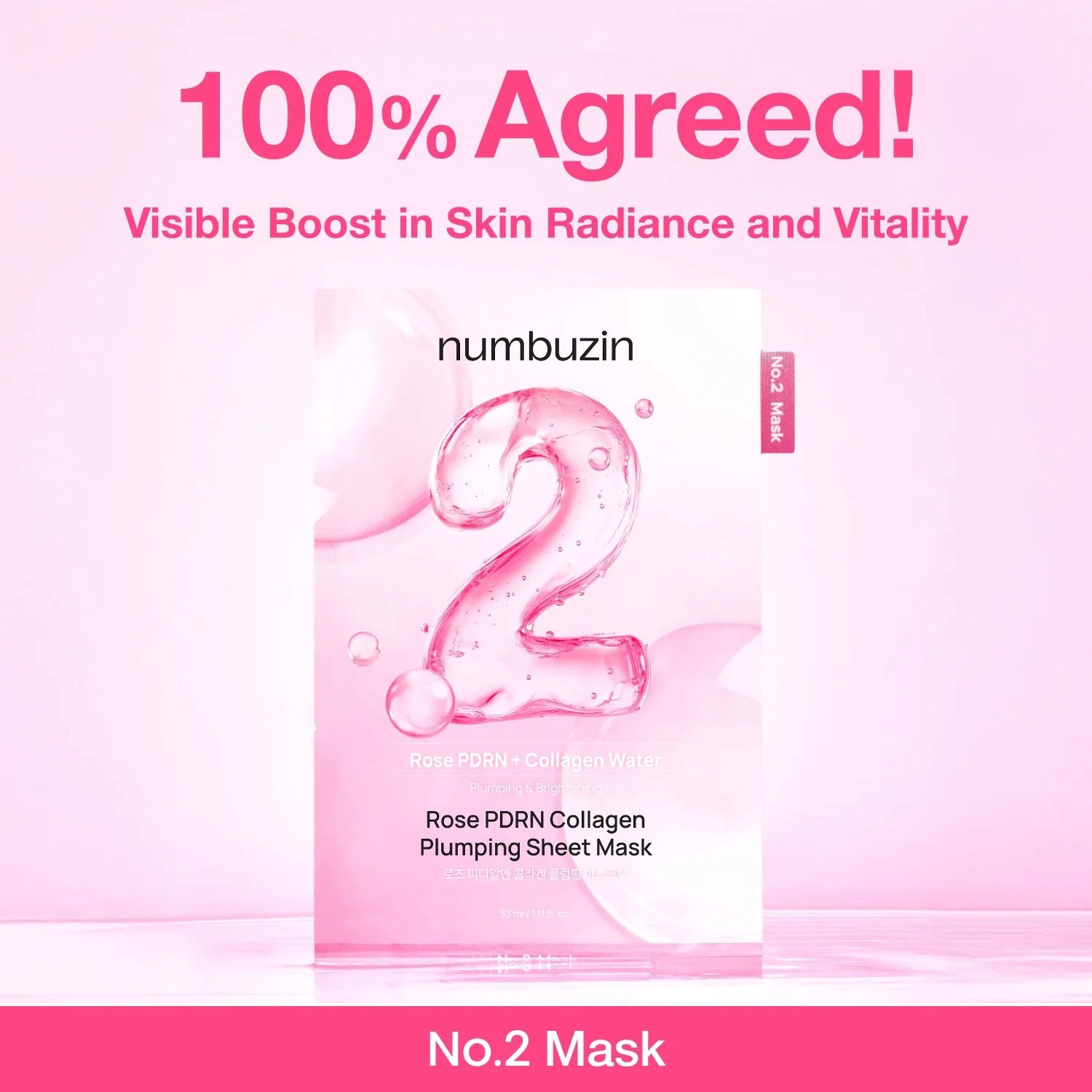 Numbuzin No.2 Rose PDRN Collagen Plumping Sheet Mask 1pc