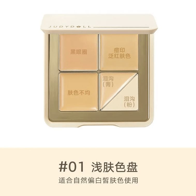 Judydoll Traceless Cloud Touch 5 Colors Concealer Palette 01 Light Skin Tone