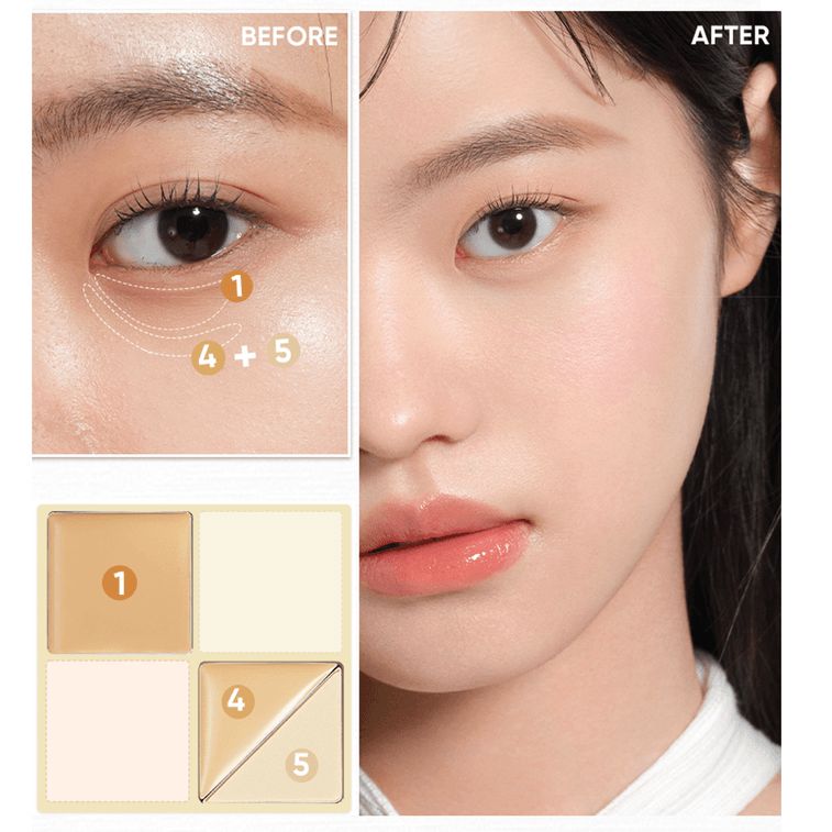 Judydoll Traceless Cloud Touch 5 Colors Concealer Palette 01 Light Skin Tone