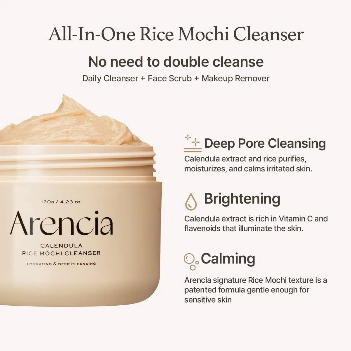 Arencia Calendula Rice Mochi Cleanser 120ml