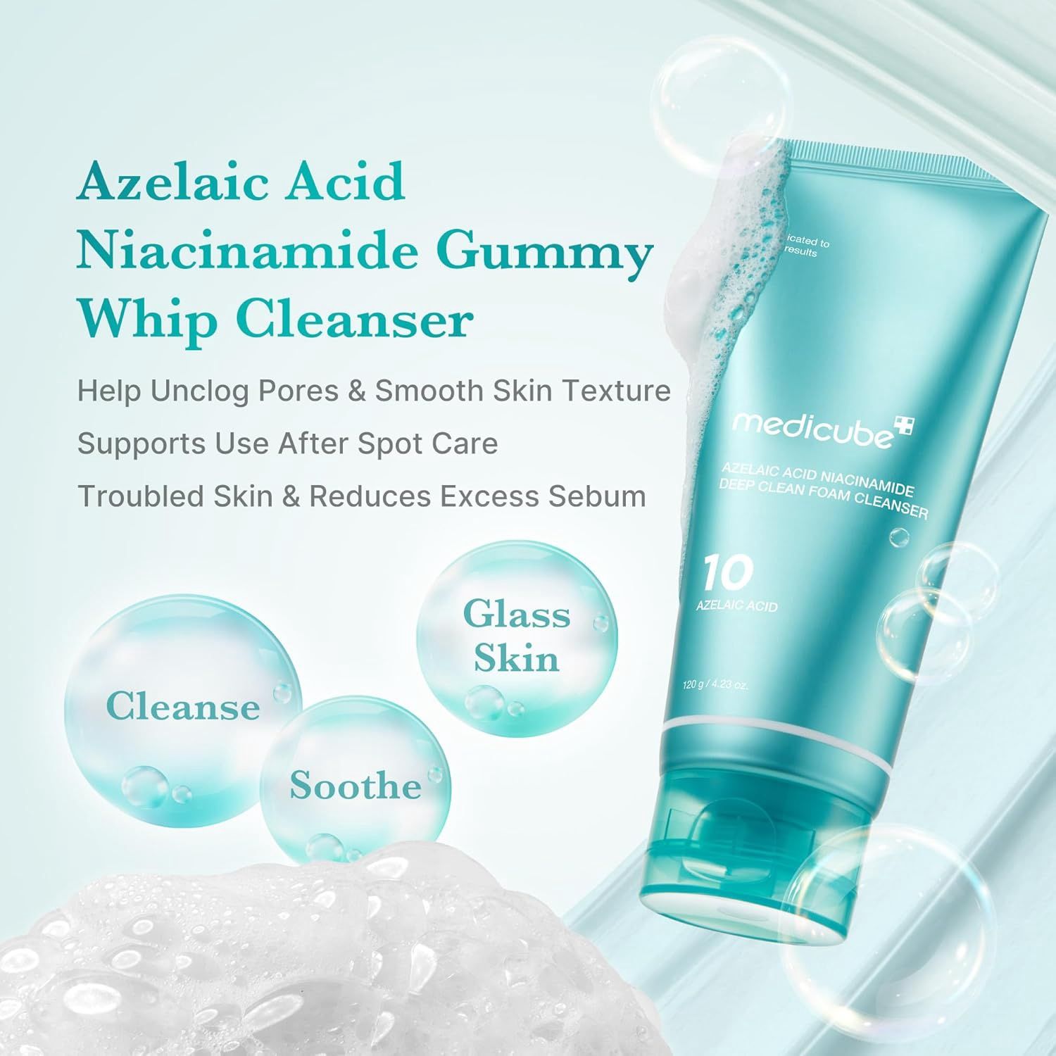 Medicube Azelaic Acid Niacinamide Deep Clean Foam Cleanser 120ml