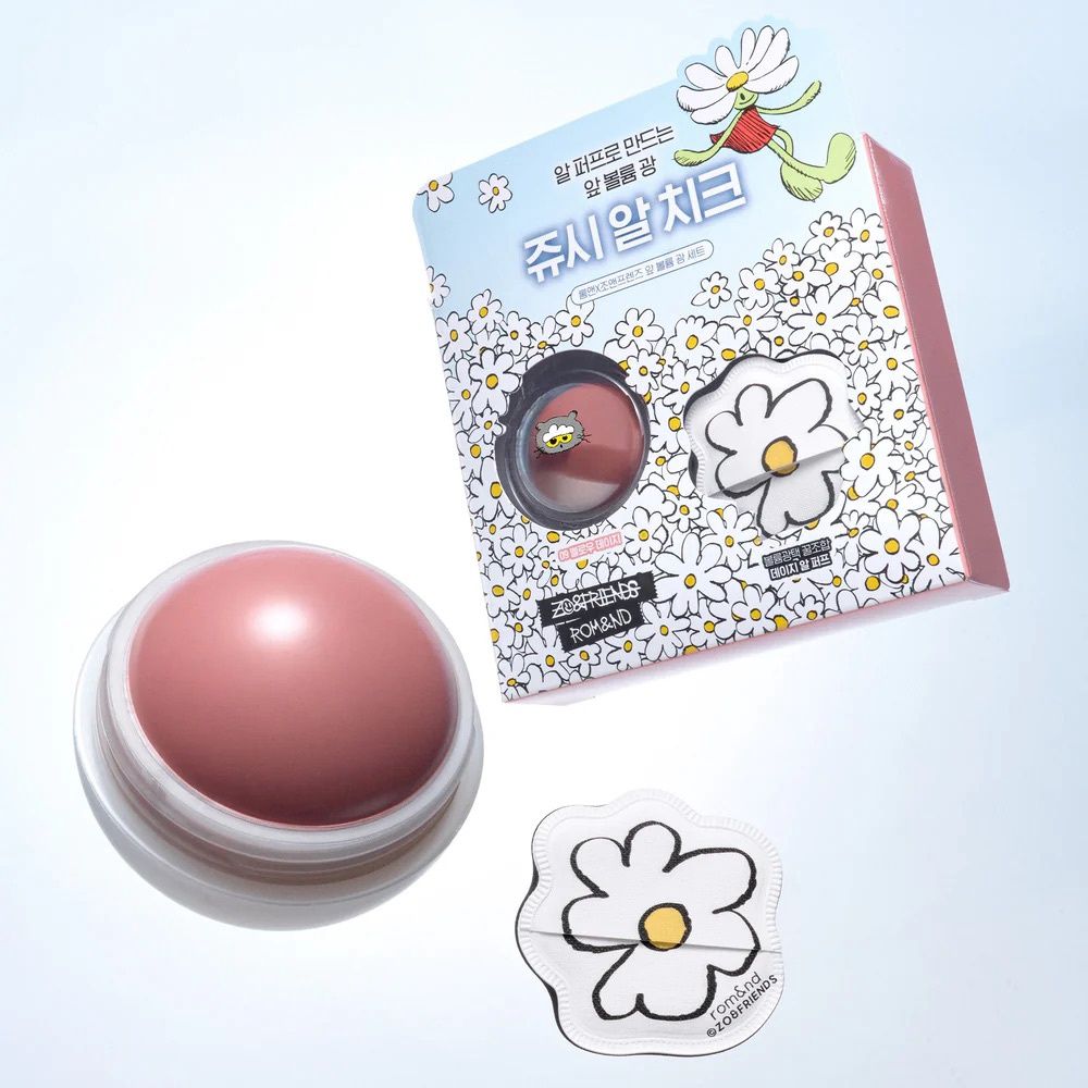 Rom&amp;nd X ZO &amp; Friends Juicy Roll Cheek &amp; Puff Set #09 Mellow Daisy (Limited)