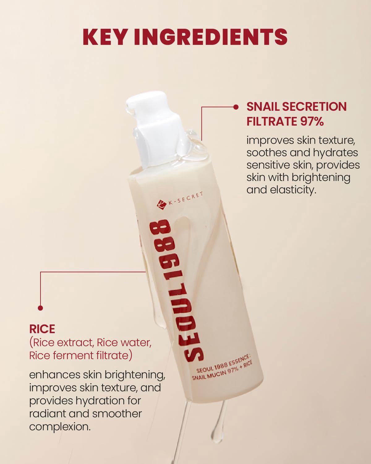 Ksecret Seoul Snail Mucin 97% + Rice Essence 100ml