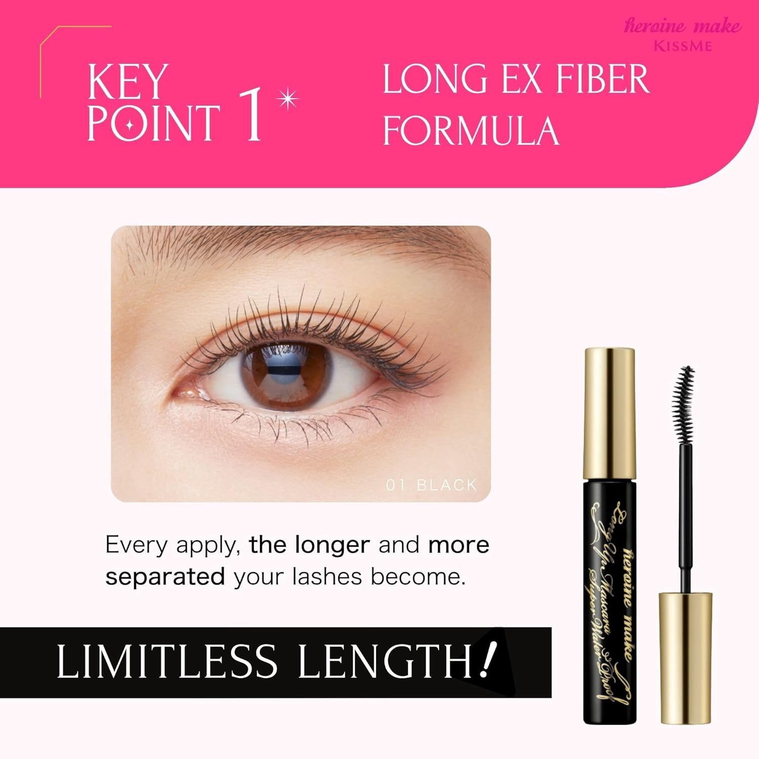 Heroine Make KissMe Long Up Mascara Super WP N #01 Black