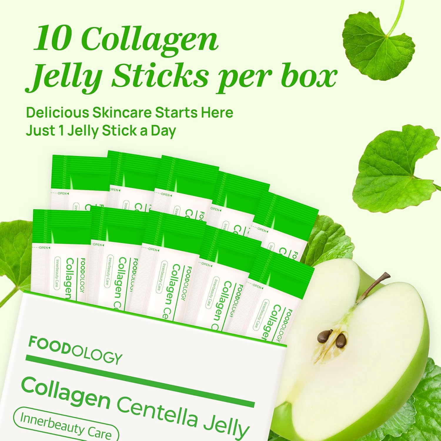 FOODOLOGY Coleology Centella Jelly 10 Sticks - Green Apple (SK)