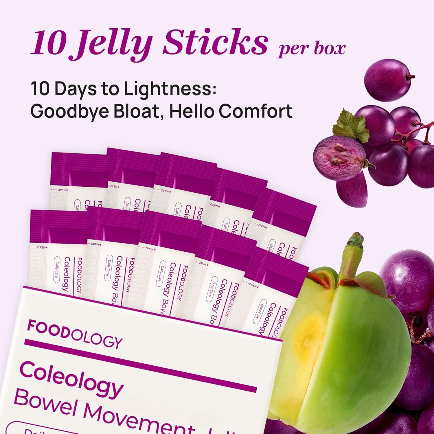 FOODOLOGY Coleology Bowel Movement Jelly Grape 10 Sticks (SK)