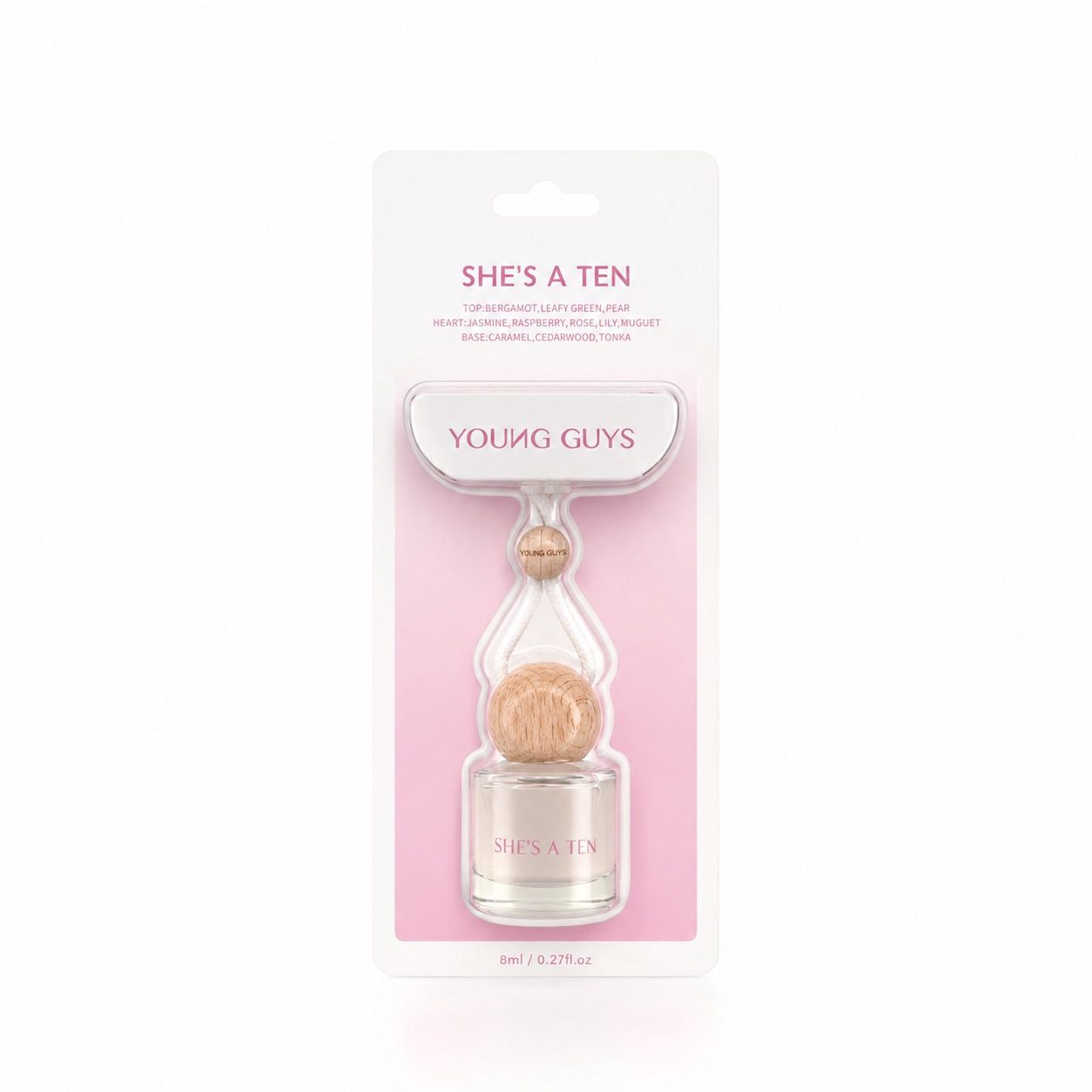 Young Guys Aurora Series Hanging Glass Bottle Car Air Freshener 8ml – Soft Floral Scent