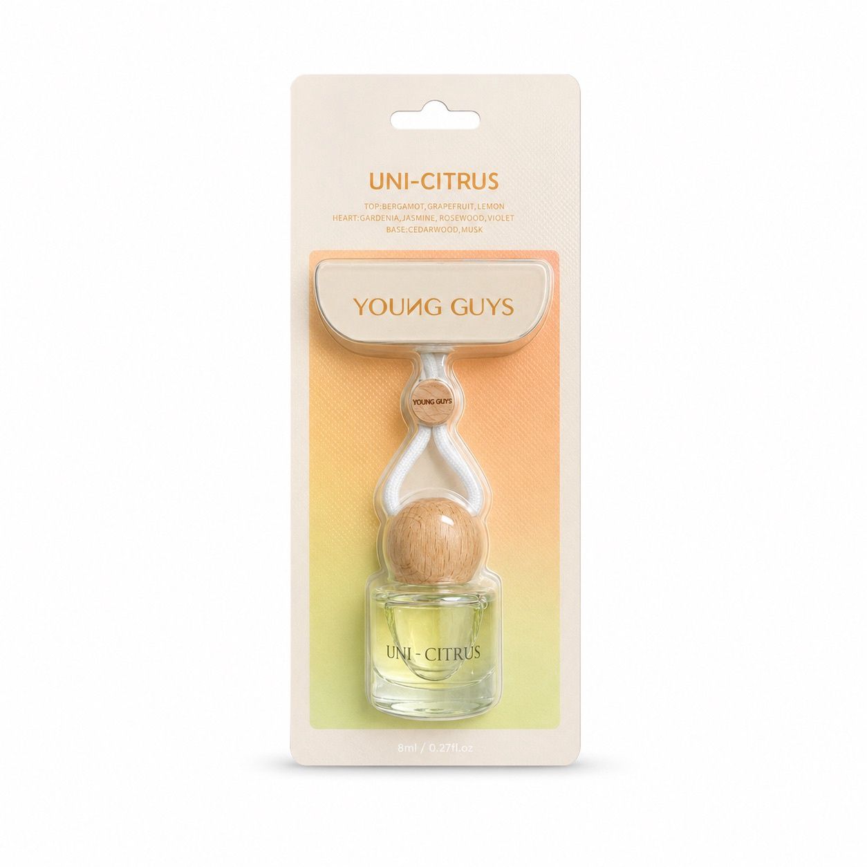Young Guys Aurora Series Hanging Glass Bottle Car Air Freshener 8ml – Citrus Story