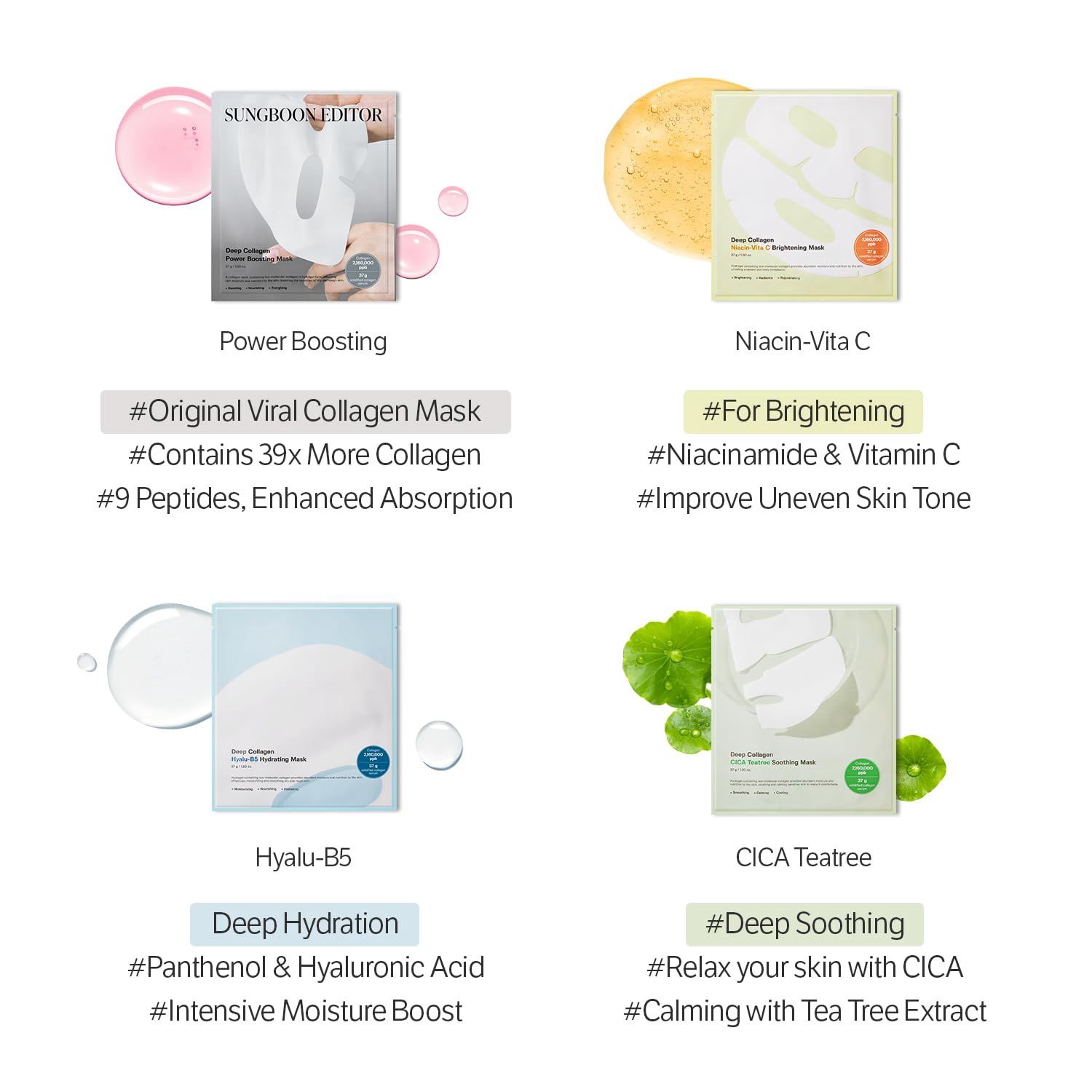 Sungboon Editor Deep Collagen Cica Teatree Soothing Mask 4 Sheets