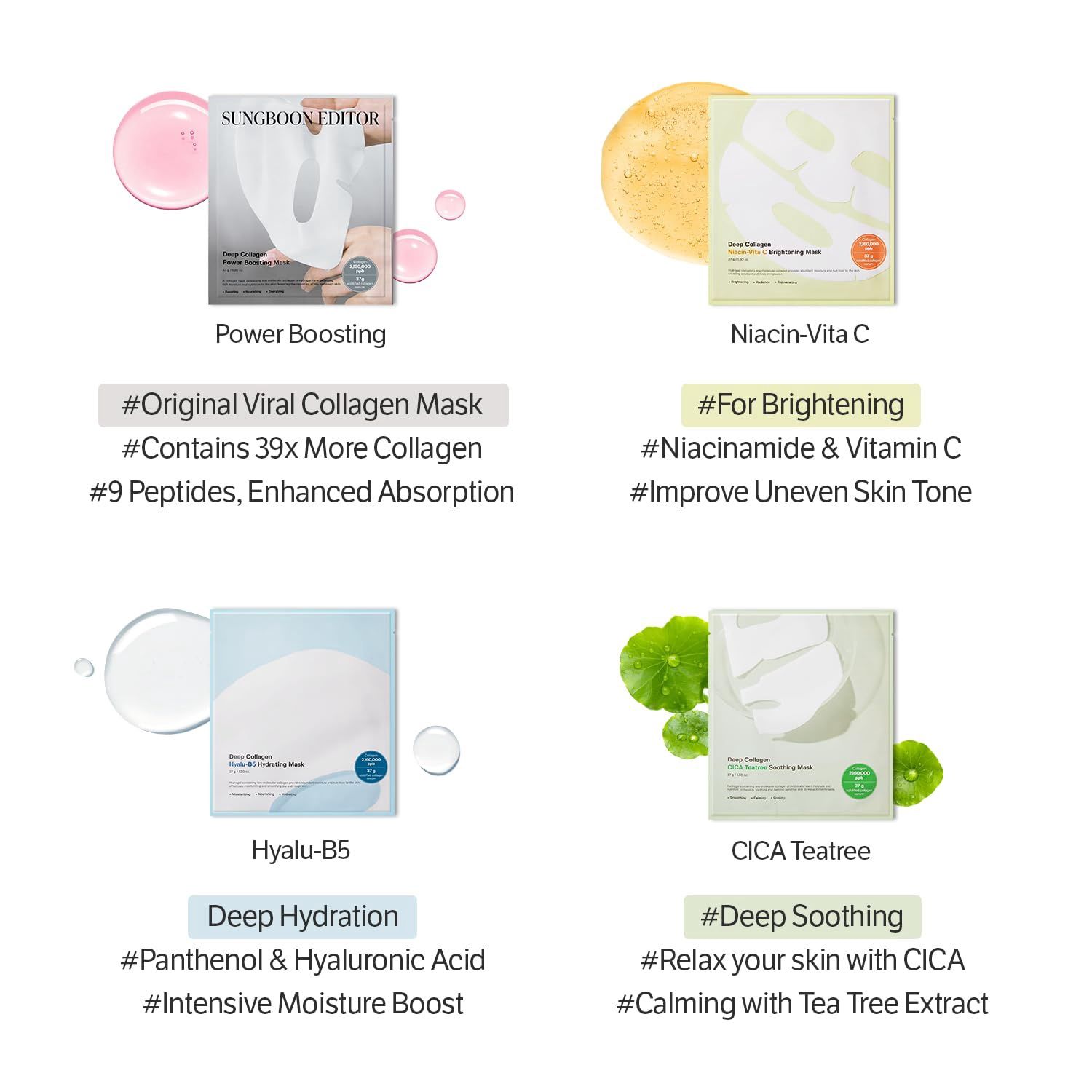 Sungboon Editor Deep Collagen Niacin Vita C Brightening Mask 4 Sheets