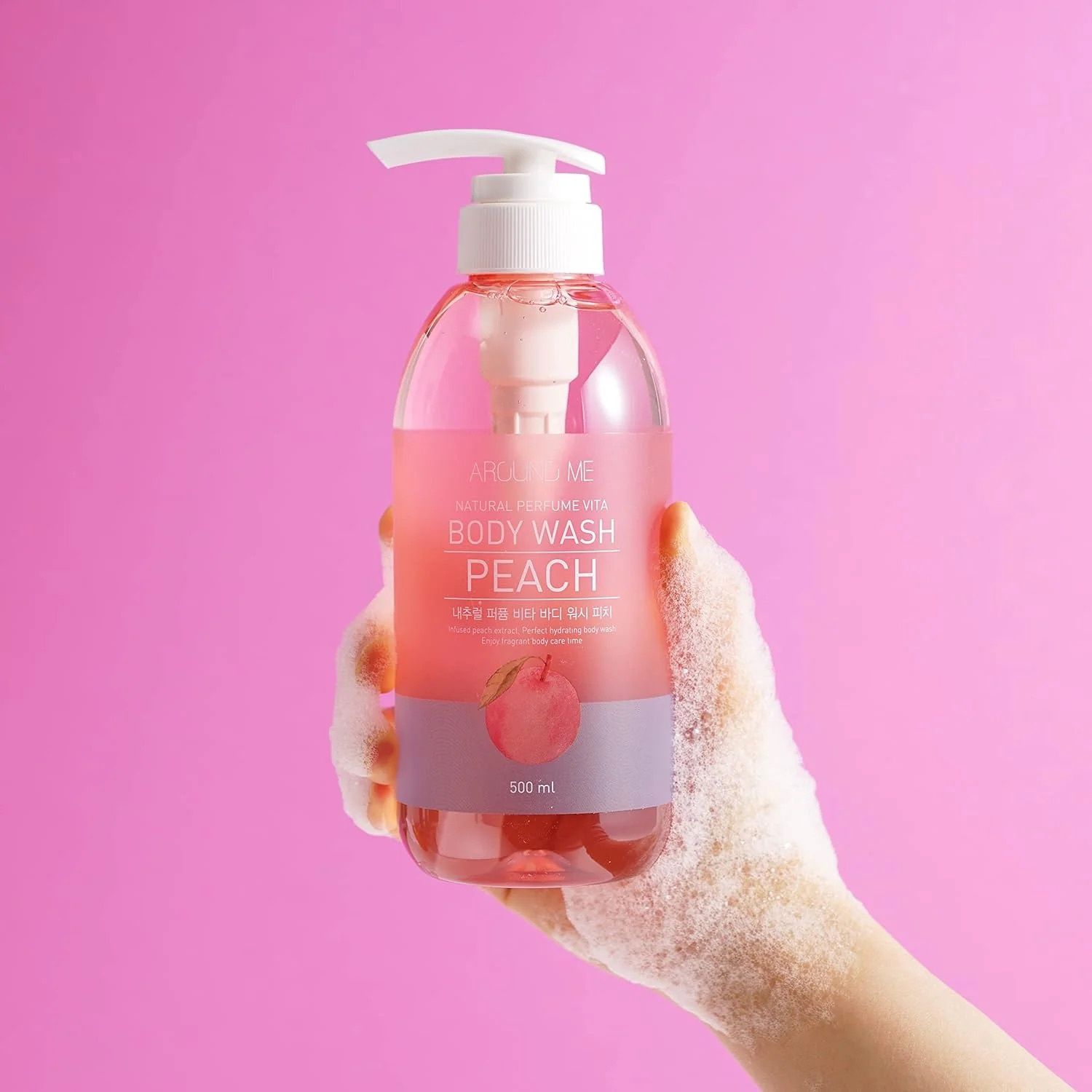 Around Me Natural Perfume Vita Body Wash Peach 500ml