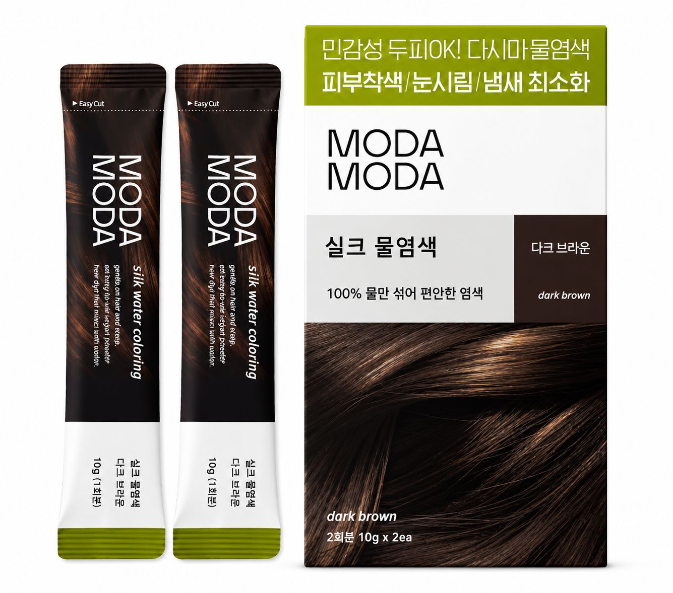 MODA MODA Silk Water Hair Dye - Dark Brown 2 Packets/ Box