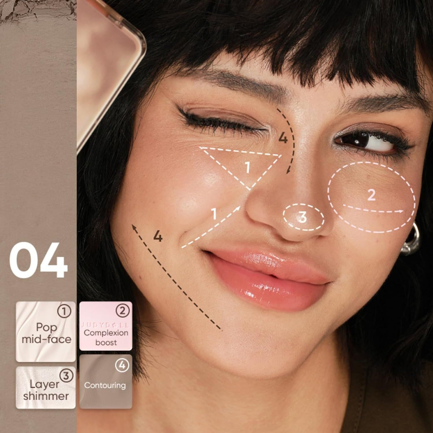 Judydoll 2 in 1 Highlighter &amp; Contour Palette #04 Blush Shadow