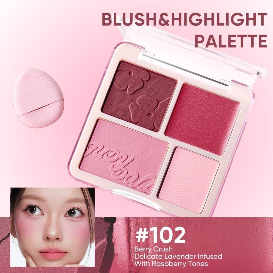 Judydoll Blush &amp; Highlight Palette #102 Berry Crush