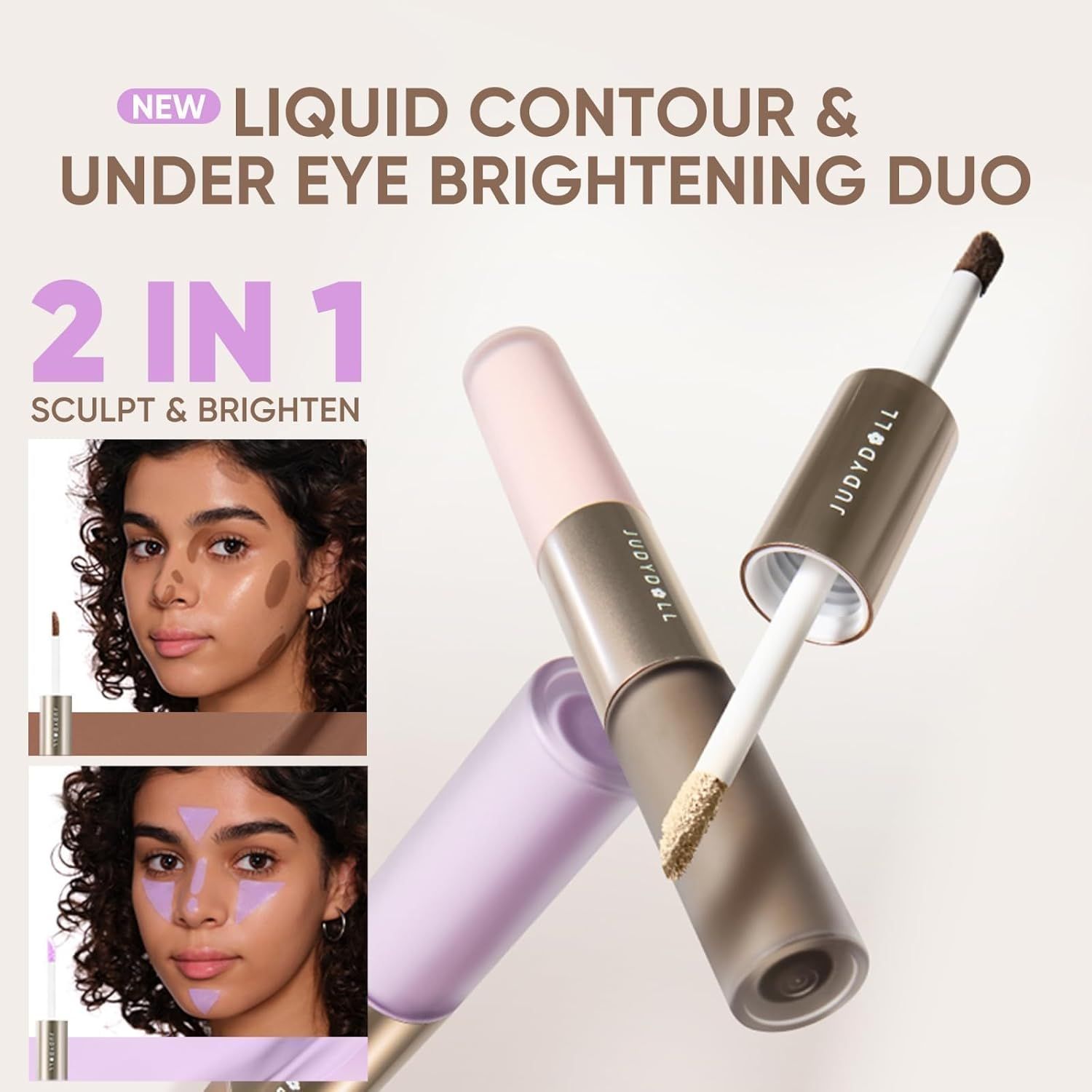 Judydoll Liquid Contour &amp; Under Eye Brightening Duo #01 Fair With Cool Undertones