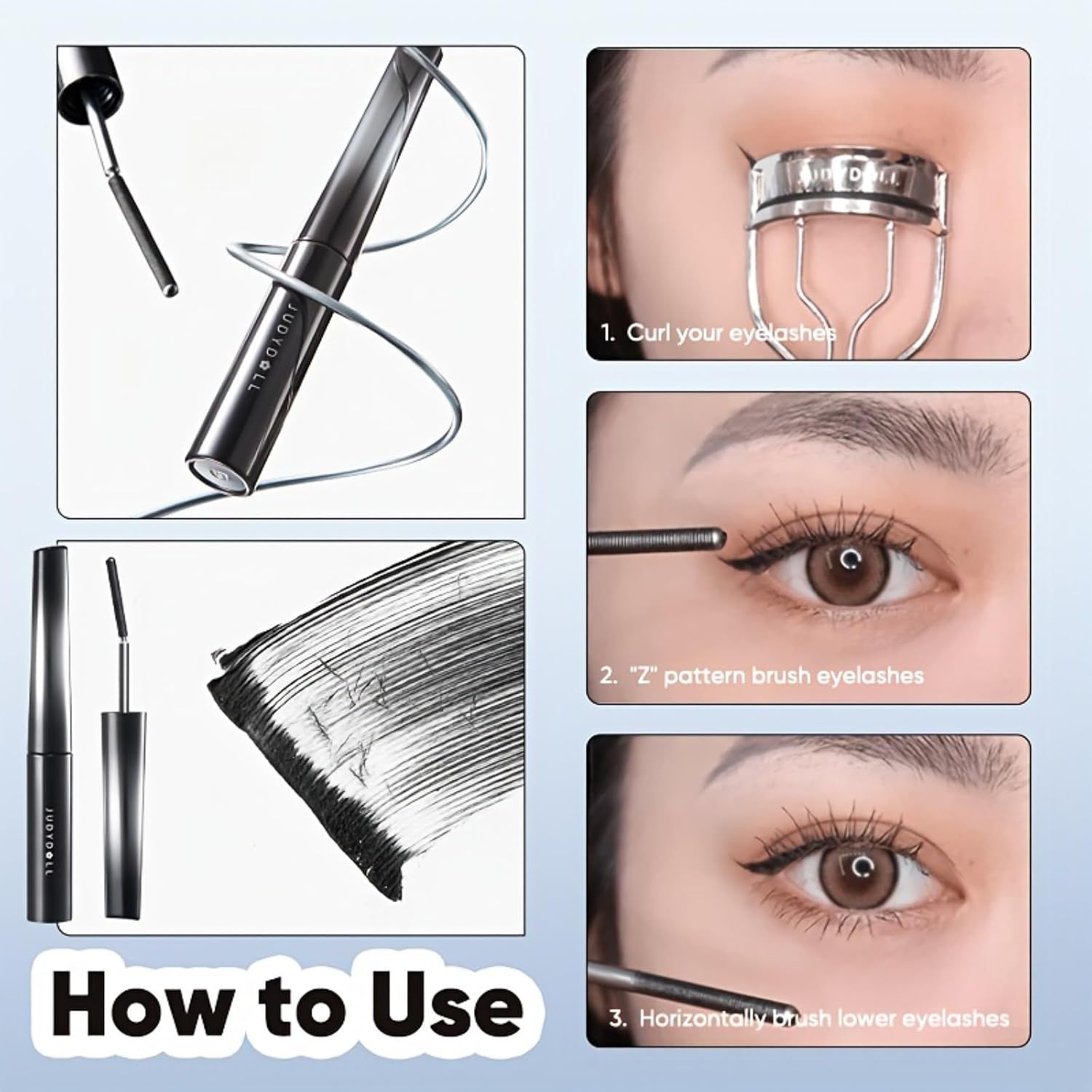 Judydoll 3D 6°Curling Eyelash Iron Mascara Curly#01 Black (50% More)