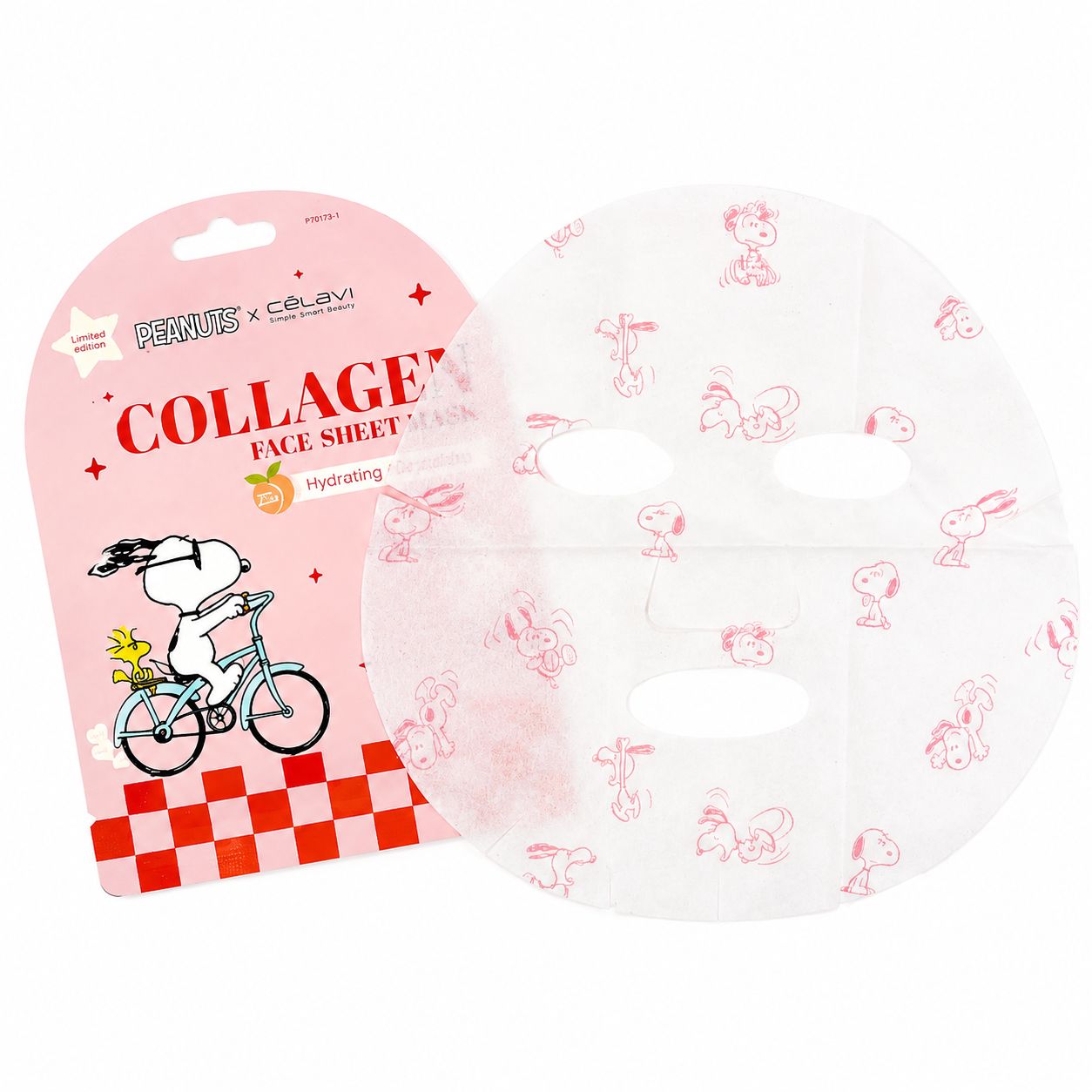 Celavi Peanuts Snoopy Collagen Face Mask 1pc (White Peach+Collagen)