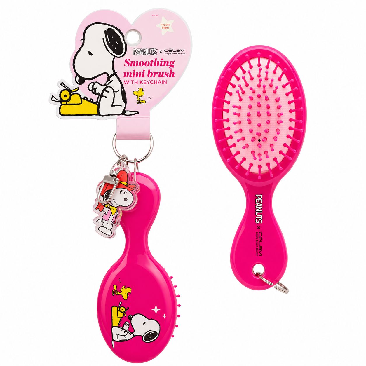 Celavi Peanuts Mini Hair Brush With Key Chain