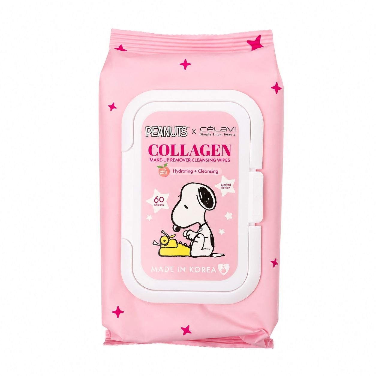 Celavi Peanuts Collagen Makeup Remover Tissue 60pc (White Peach)