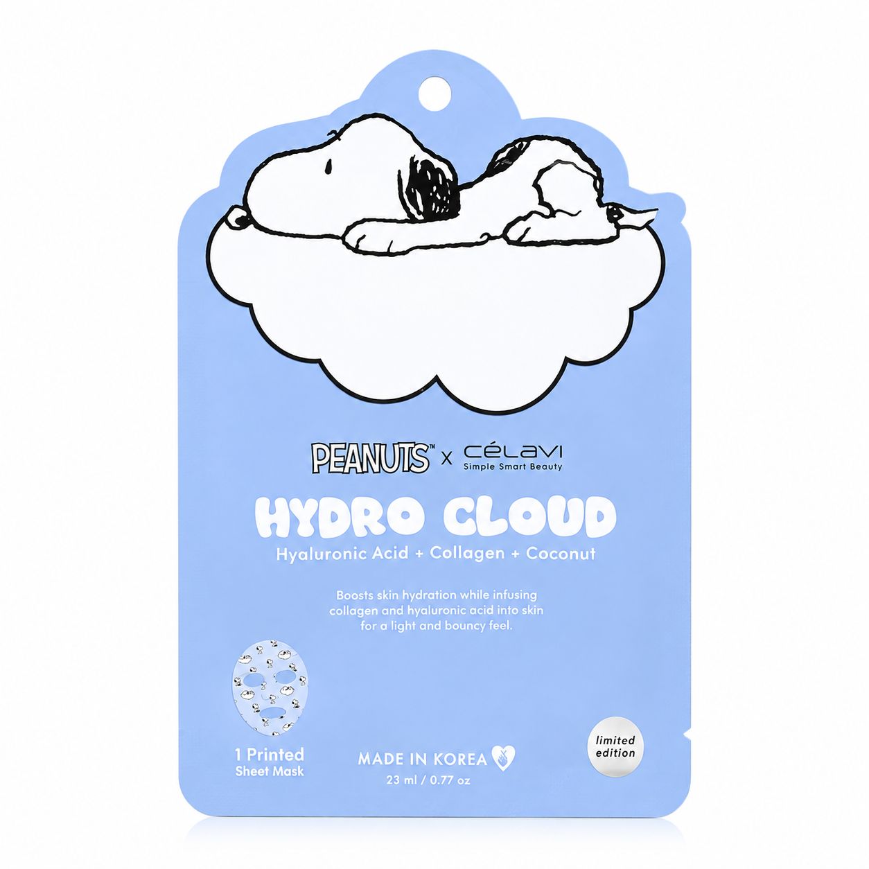 Celavi Peanuts Hydro Cloud Face Mask (Hyaluronic Acid+Collagen+Coconut)