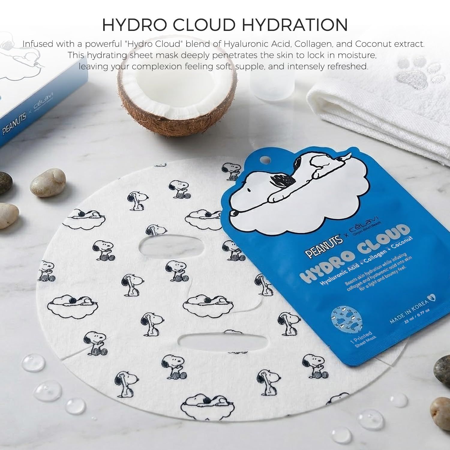 Celavi Peanuts Hydro Cloud Face Mask (Hyaluronic Acid+Collagen+Coconut)