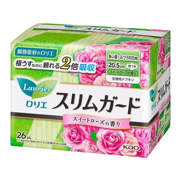 Kao Laurier Slim Guard Ultra Thin Daytime Sanitary Pads With Wings 20.5cm 26pcs– Rose