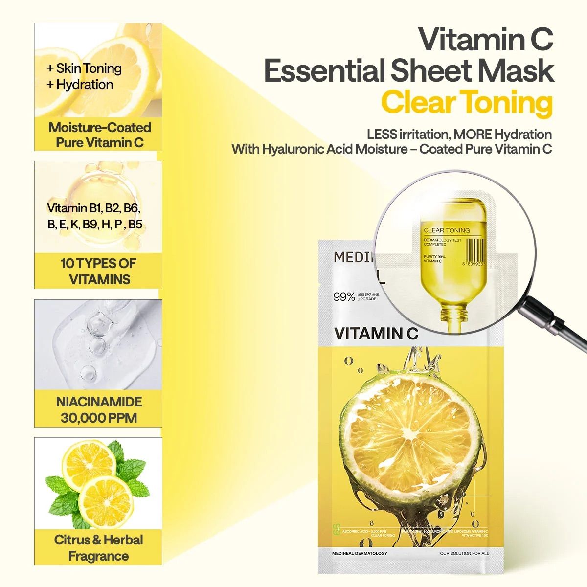 Mediheal Vitamin C Essential Mask + Clear Toning Mask 1 Sheet