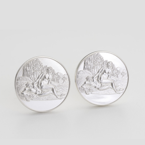 Medor Sterling Silver Round Cufflinks