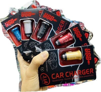 Charger Car Mini Metal 2 USB Ports 3.1A with Hammer