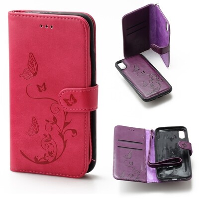 iPhone XR 6.1 Book Case Embossed Butterfly Flower