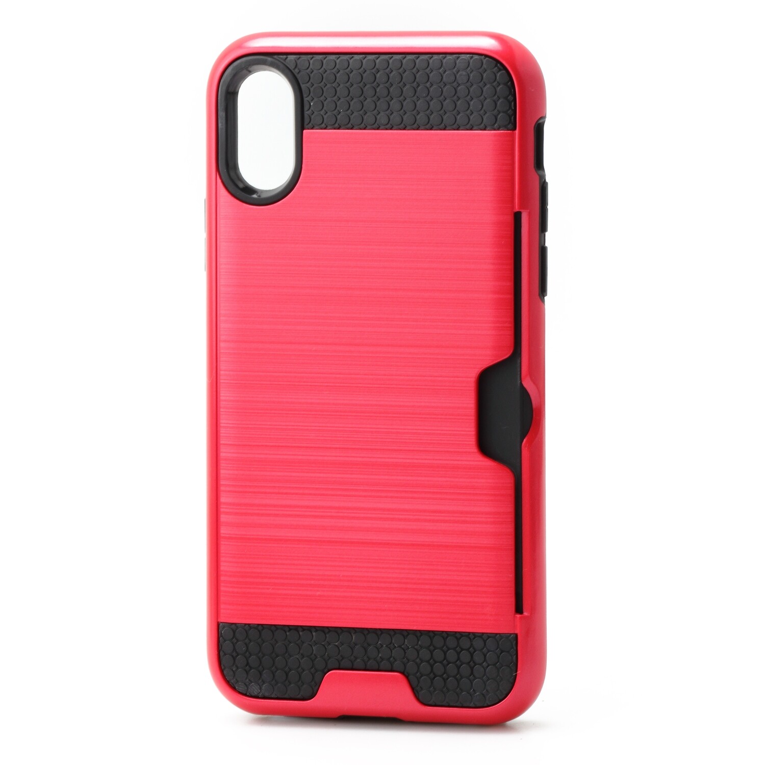 iPhone XR 6.1 Tough Card Holder Back Case, Color: Red