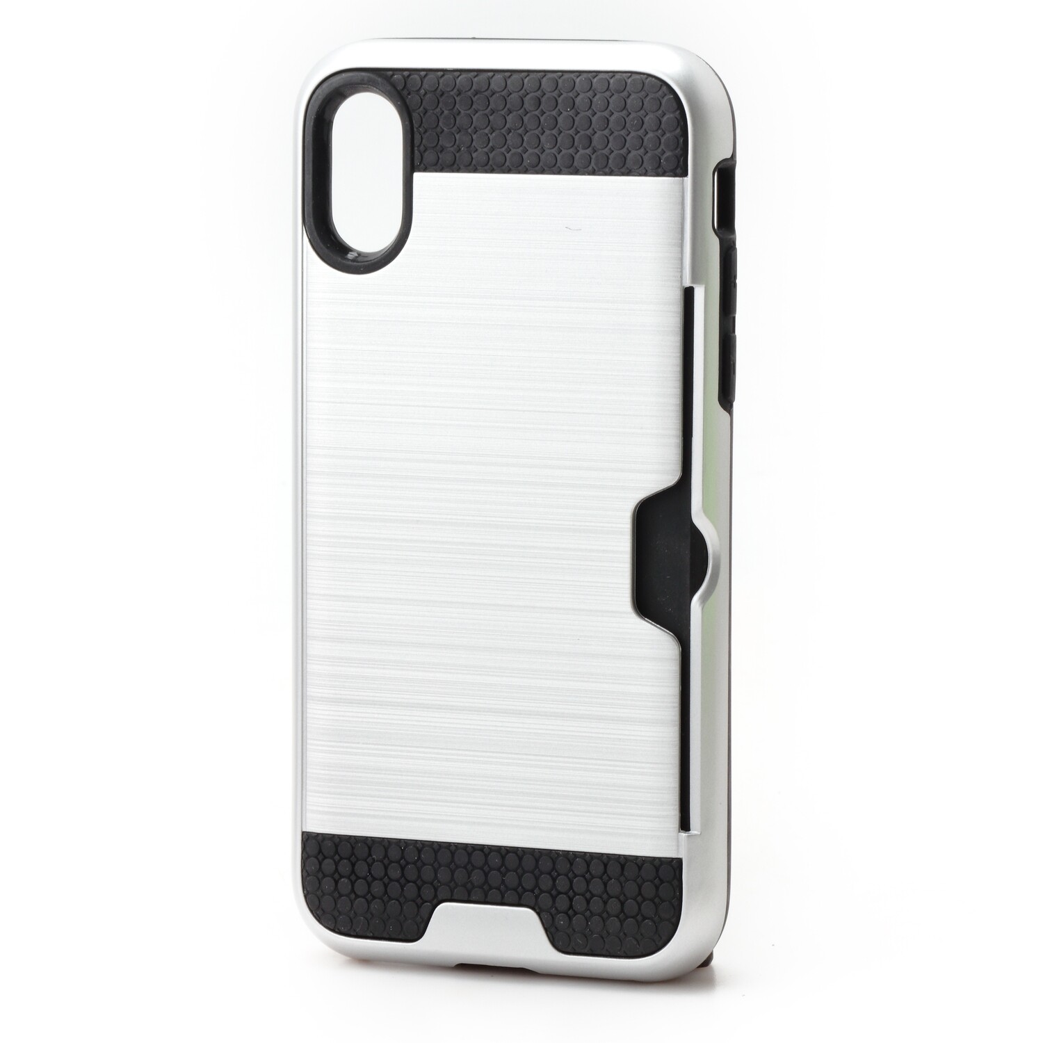 iPhone Xs Max 6.5 Tough Card Holder Back Case, Color: Sliver