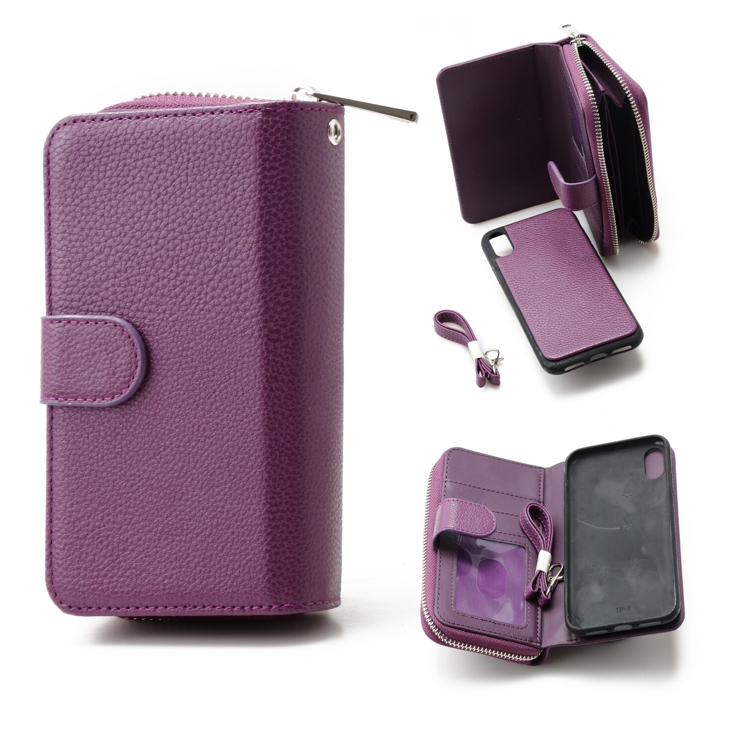 iPhone X / Xs 5.8 Book Case Litchi Zip Wallet Case