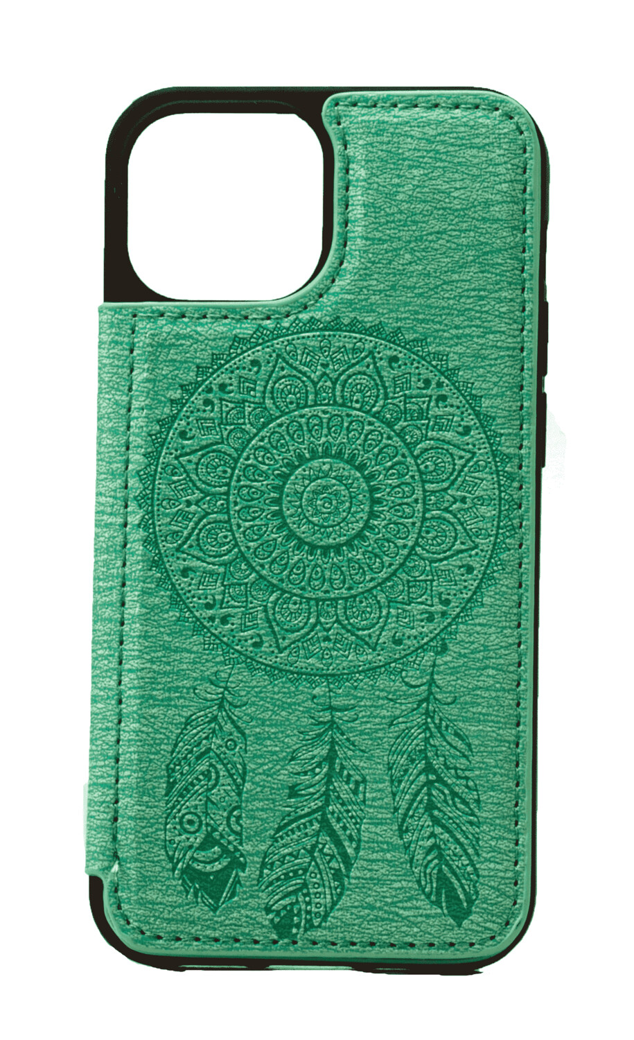 iPhone 13 Pro Max 6.7 Leather Back Wallet Case, Color: Green