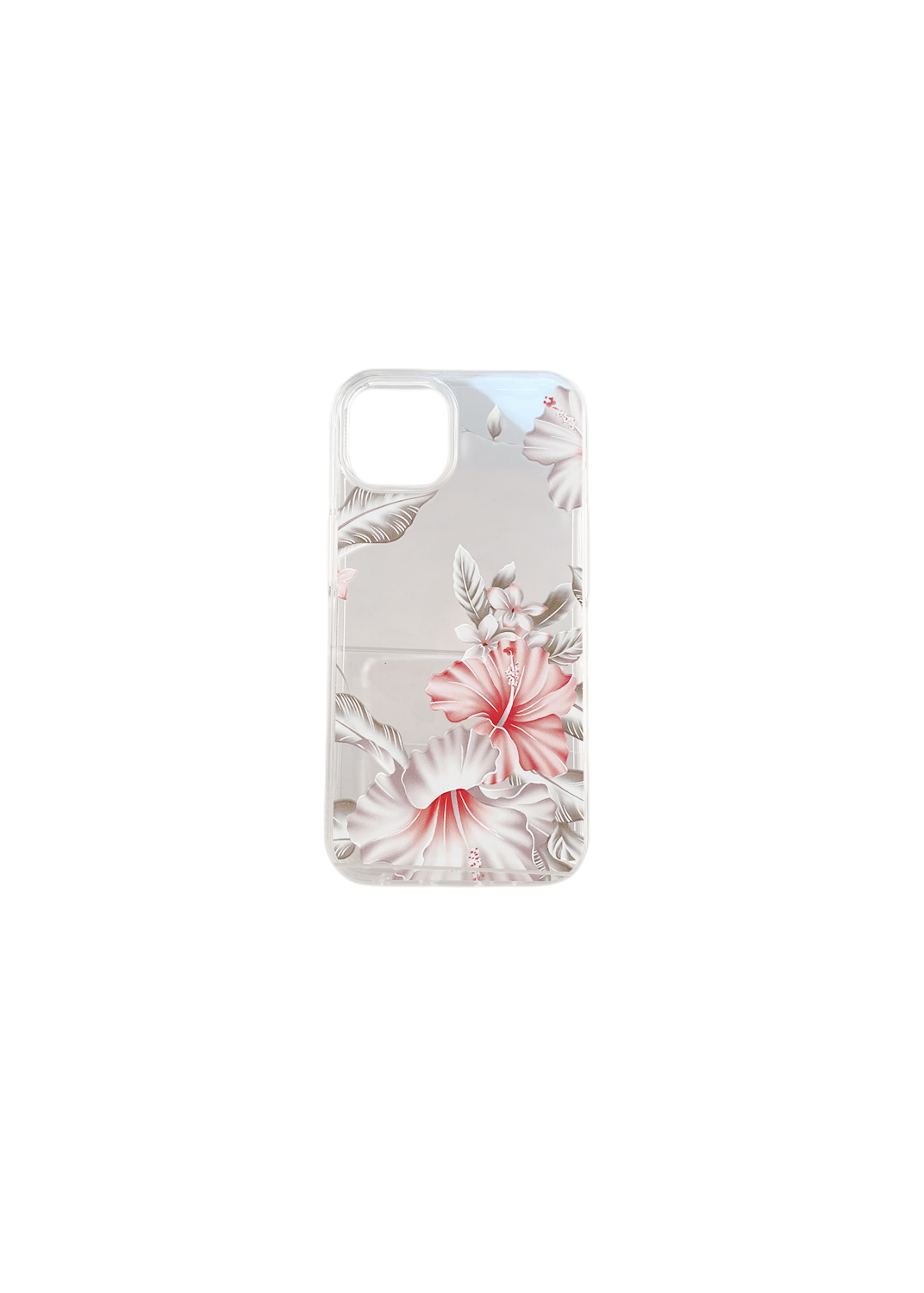 iPhone 14 Max 6.7 Clear Flower Back Case, Color: Red