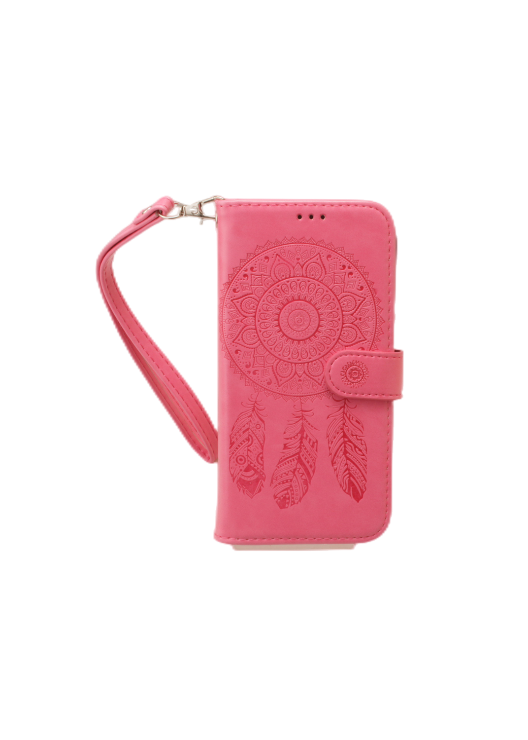 iPhone 14 6.1 Book Case Embossed Dreamcatcher, Color: Pink