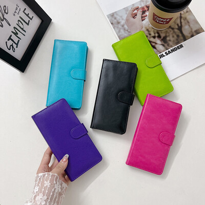 iPhone 14 6.1 Book Case Fashion Plain thick Leather case