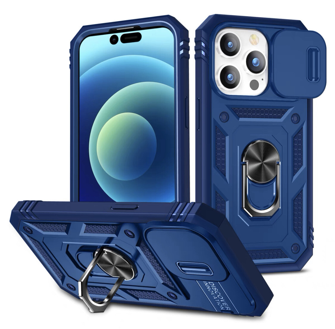 iPhone 13 Pro Max 6.7 Tough Thor Back Case ( Grip & Magnet ) With Camera Cover, Color: Navy