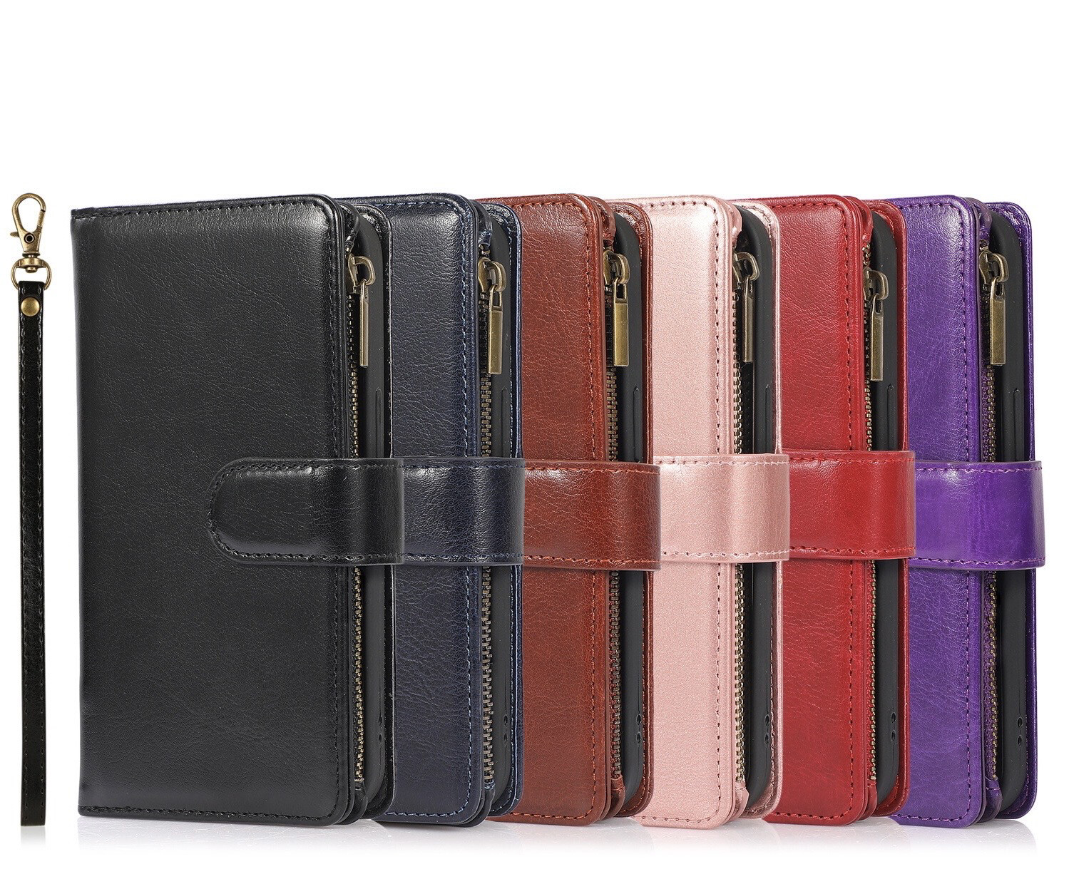iPhone XS Max Multi Cards Leather Case With Zipper, Color: Black