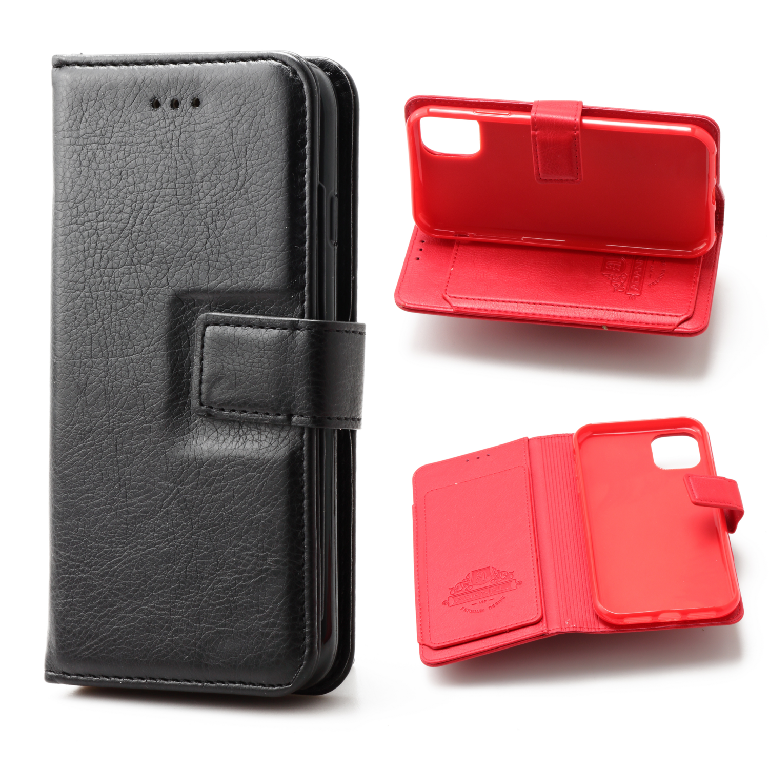 iPhone 11 6.1 Book Case Flip Wallet Case With 6 card holder, Color: Black